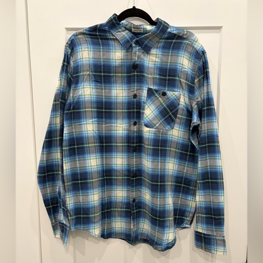 American Eagle Outfitters Blue and Green Plaid Shirt